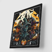 Spooky-Skarekrutsche-Trio am Vollmond Quadratische Wanduhr (Winkel)