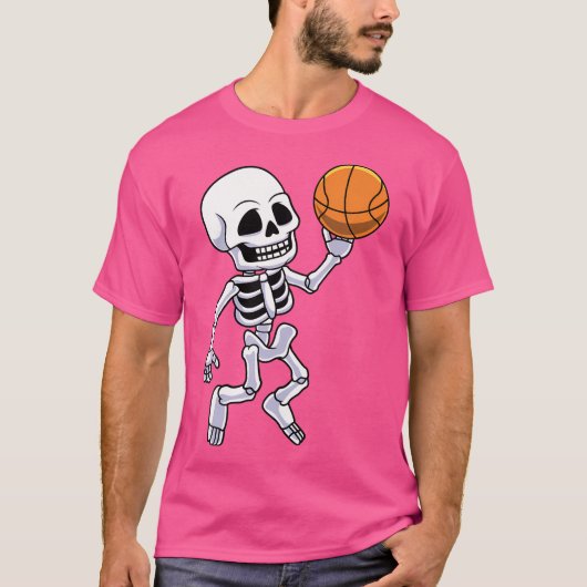 Spooky Skeleton Basketball Player Boys Kinder T-Shirt (Vorderseite)