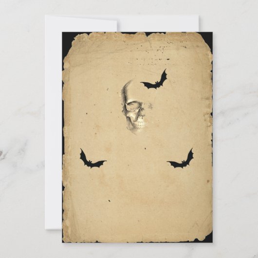 Spooky Skeleton Bat Wreath Halloween Party Einladung (Rückseite)