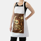 Spooky Skeleton Cat All-Over Print Apron, Medium Schürze (InSitu)