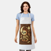 Spooky Skeleton Cat All-Over Print Apron, Medium Schürze (Getragen)