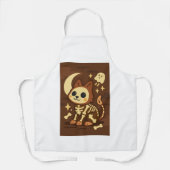 Spooky Skeleton Cat All-Over Print Apron, Medium Schürze (Vorderseite)