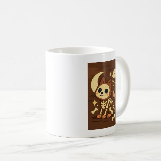 Spooky Skeleton Cat and Ghost Classic Mug, 11 oz Kaffeetasse (VorderseiteRechts)