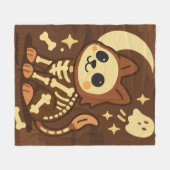 Spooky Skeleton Cat and Ghost Fleece Blanket (Vorderseite (Horizontal))