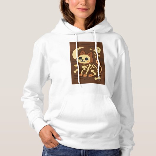 Spooky Skeleton Cat and Ghost Hoodie (Vorderseite)