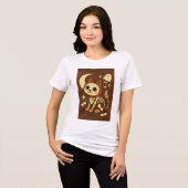 Spooky Skeleton Cat and Ghost T-Shirt Tri-Blend Shirt (Vorderseite voll)
