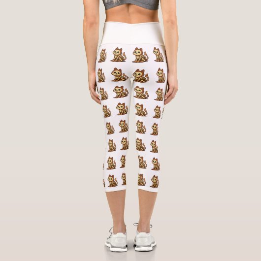 Spooky Skeleton Cat Capri Leggings (Rückseite)