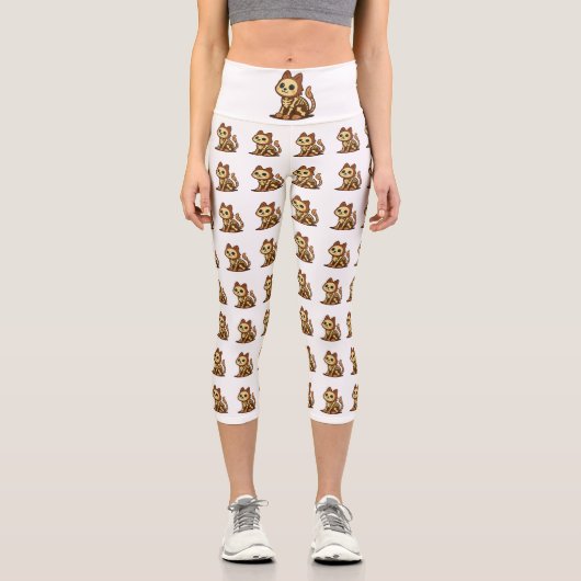 Spooky Skeleton Cat  Capri Leggings (Vorderseite)