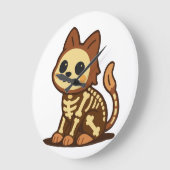 Spooky Skeleton Cat Große Wanduhr (Winkel)