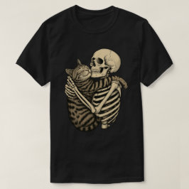Spooky Skeleton & Cat Hug - Niedliches Halloween T-Shirt