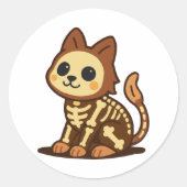 Spooky Skeleton Cat Runder Aufkleber (Vorderseite)