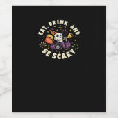 Spooky Skeleton Celebrating Halloween Eat Drink An Weinetikett (Einzelnes Label)