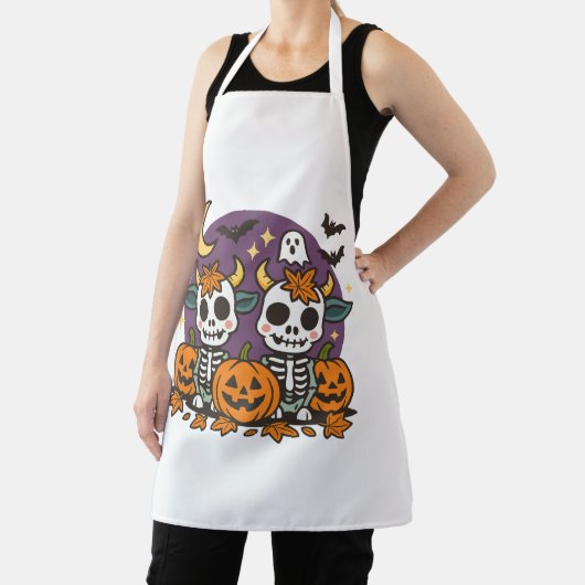 Spooky Skeleton Cows All-Over Print Apron, Medium Schürze (InSitu)