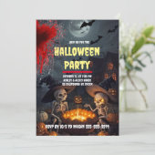Spooky Skeleton Custom Halloween-Party Einladung (Stehend Vorderseite)