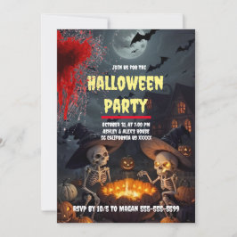 Spooky Skeleton Custom Halloween-Party Einladung