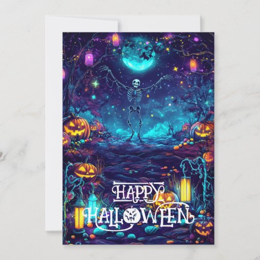 Spooky Skeleton Dance Card Einladung (Vorderseite)