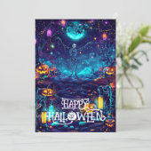 Spooky Skeleton Dance Card Einladung (Stehend Vorderseite)