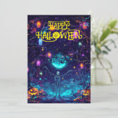 Spooky Skeleton Dance Card Einladung (Stehend Vorderseite)