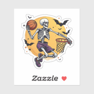 Spooky Skeleton Dunking Basketball Friedhof Hallo Aufkleber