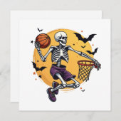 Spooky Skeleton Dunking Basketball Friedhof Hallo Einladung (Vorne/Hinten)