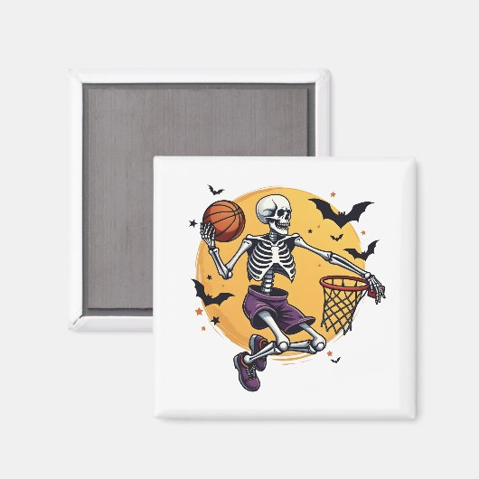 Spooky Skeleton Dunking Basketball Friedhof Magnet (Vorderseite/Rückseite)