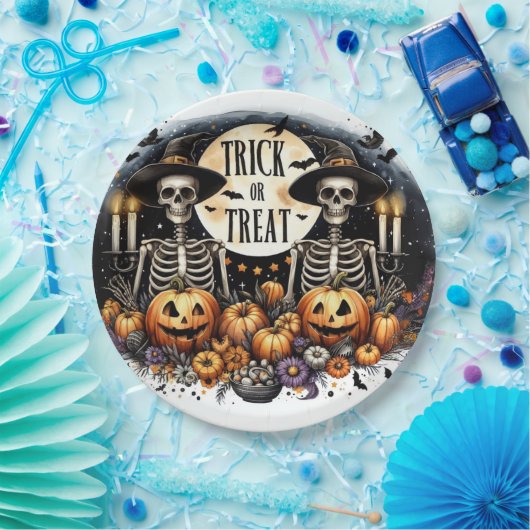 Spooky Skeleton Duo - Trick oder Treten Paper Tell Pappteller (Party)
