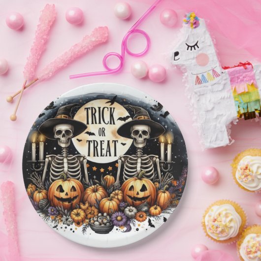 Spooky Skeleton Duo - Trick oder Treten Paper Tell Pappteller (Party)