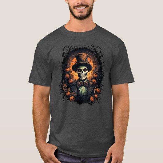 Spooky Skeleton Gentleman Halloween Men T-Shirt (Vorderseite)