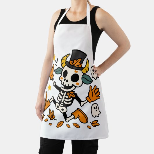 Spooky Skeleton Goat All-Over Print Apron, Medium Schürze (InSitu)