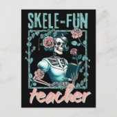 Spooky Skeleton Grundschullehrer Feiertagspostkarte (Vorderseite)