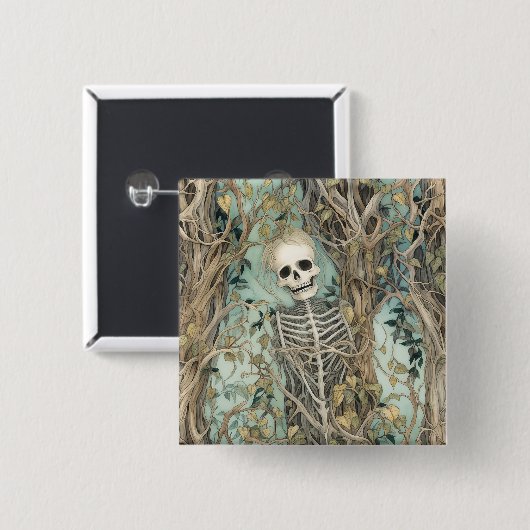 Spooky Skeleton Halloween Button (Vorne & Hinten)