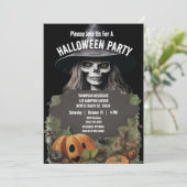 Spooky Skeleton Halloween-Party Einladung (Stehend Vorderseite)