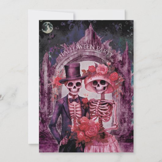 Spooky Skeleton Halloween-Party Einladung (Vorderseite)