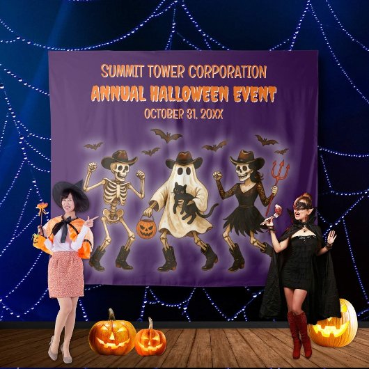 Spooky Skeleton Halloween-Party Hintergrund Wandteppich