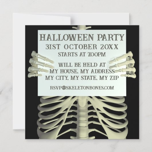Spooky Skeleton Halloween-Party Magneteinladung (Vorderseite)