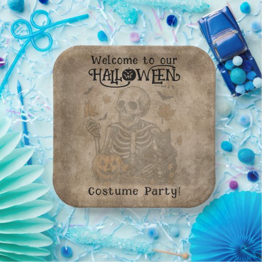 Spooky Skeleton Halloween-Party Pappteller (Party)