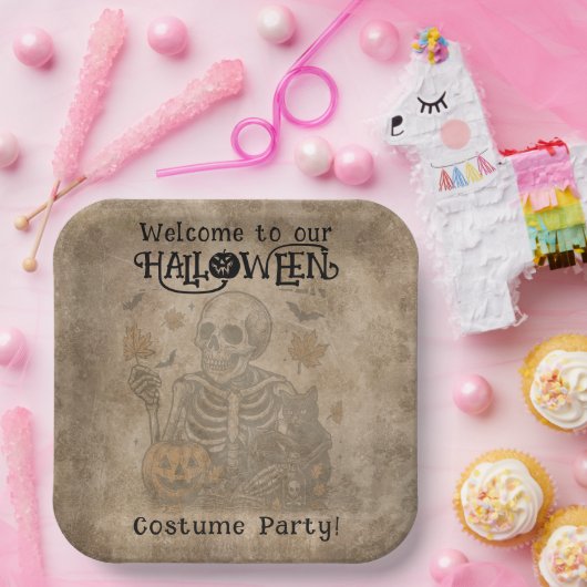 Spooky Skeleton Halloween-Party Pappteller (Party)