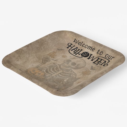Spooky Skeleton Halloween-Party Pappteller (Gewinkelt)