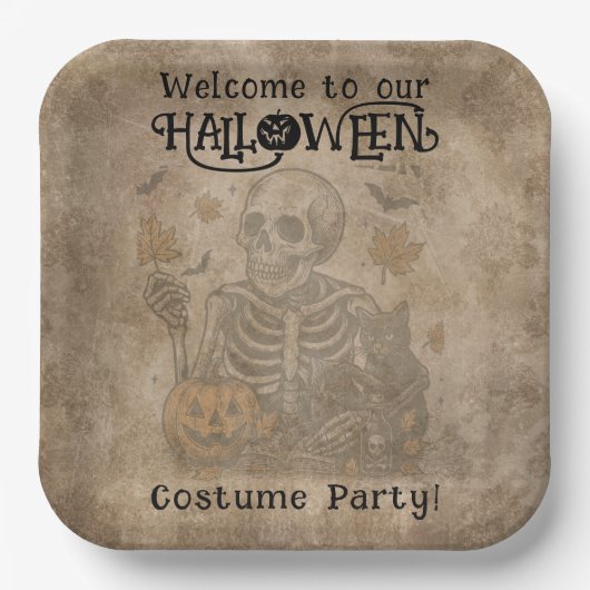 Spooky Skeleton Halloween-Party Pappteller (Vorderseite)