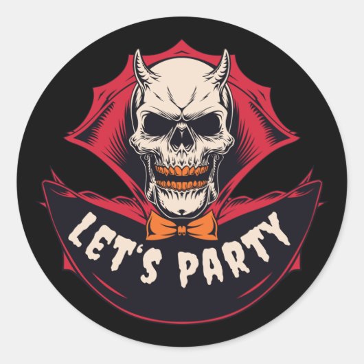 Spooky Skeleton Halloween-Party Runder Aufkleber (Vorderseite)