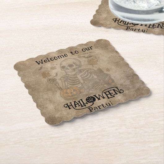 Spooky Skeleton Halloween-Party Untersetzer (angewinkelt)