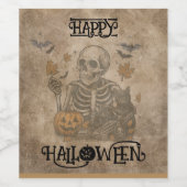 Spooky Skeleton Halloween-Party Weinetikett (Einzelnes Label)