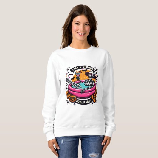 Spooky Skeleton Halloween Pool Party Design! Sweatshirt (Vorne ganz)