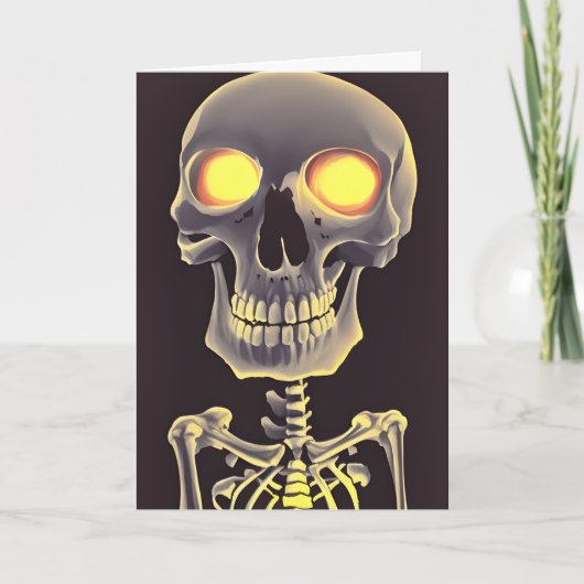 Spooky Skeleton Halloween Puff Karte (Vorderseite)