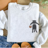 Spooky Skeleton Hand Holding Black Cat Halloween Sweatshirt