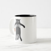 Spooky Skeleton Hand Holding Black Cat Halloween Zweifarbige Tasse (Vorderseite Links)