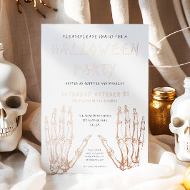 Spooky Skeleton Hands Halloween-Party Rose Gold Folieneinladung