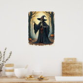 Spooky Skeleton Hexe im Spuk WaldHalloween Poster (Küche)