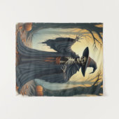 Spooky Skeleton Hexe im Spuk WaldHalloween Wandteppich (Vorderseite (Horizontal))