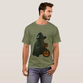 Spooky Skeleton Hexe mit Pumpkin Glow T-Shirt (Vorne ganz)